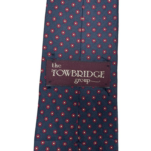 The Tombridge Group Men's Blue Red Geometric Classic Silk Necktie - Picture 4 of 7